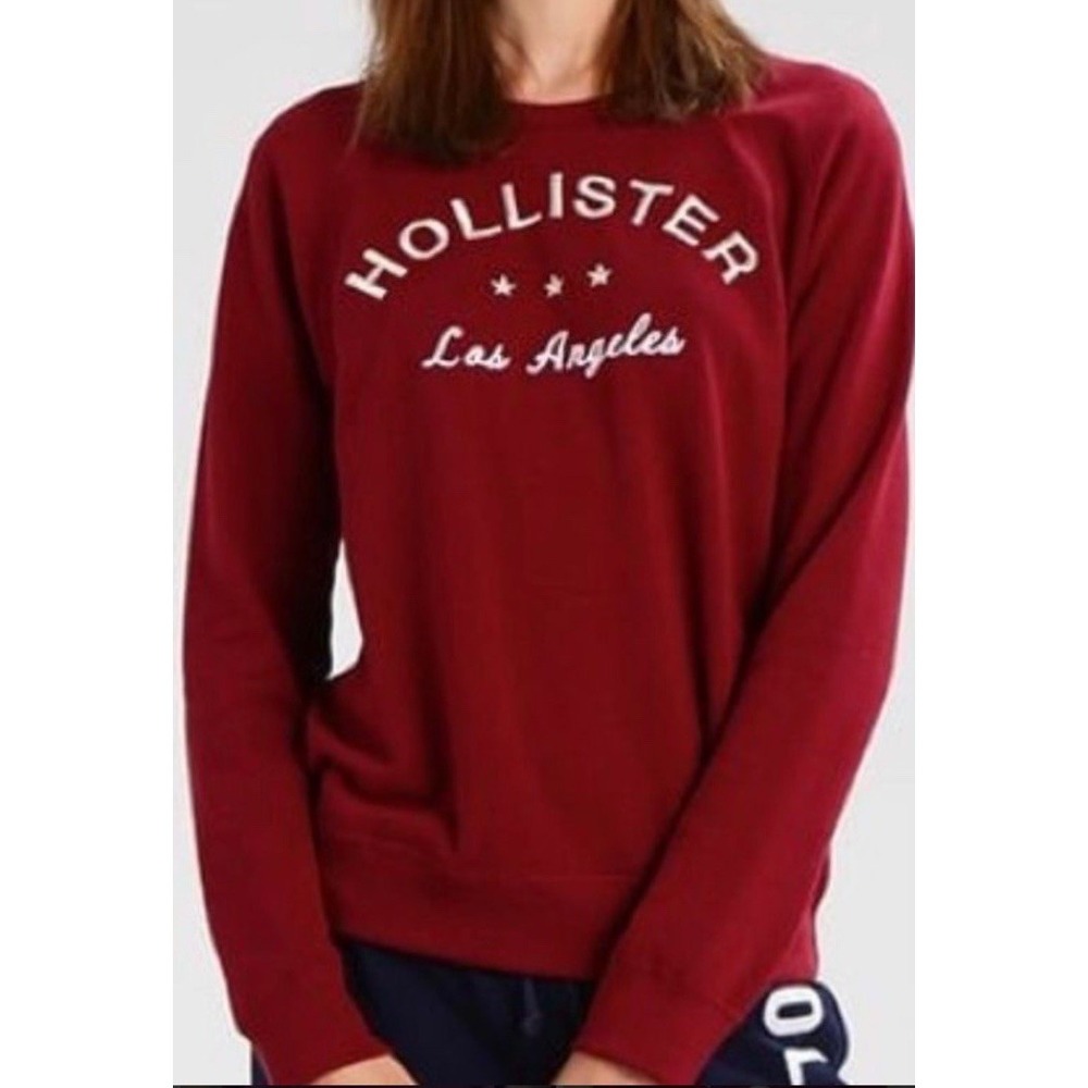 Hollister Los Angeles Womens Crew Neck‎ Sweatshirt  Burgundy Sz L